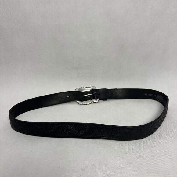 Tony Lama Layla Floral Full Grain Leather Black Belt Size 42 Made in USA C50733 main image 6
